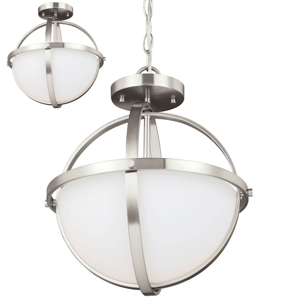 Latest Polished Nickel And Crystal Modern Pendant Lights Intended For Seagull 7724602en 962 Alturas Contemporary Brushed Nickel (View 10 of 20)