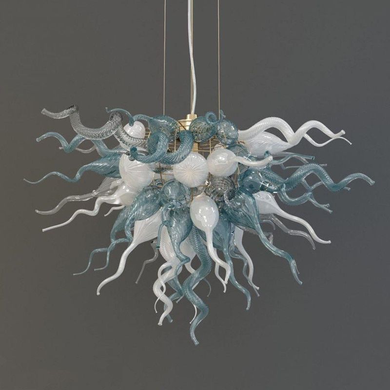 Light Blue Blow Glass Chandelier New Item White Chihuly Pertaining To Trendy Art Glass Chandeliers (View 19 of 20)