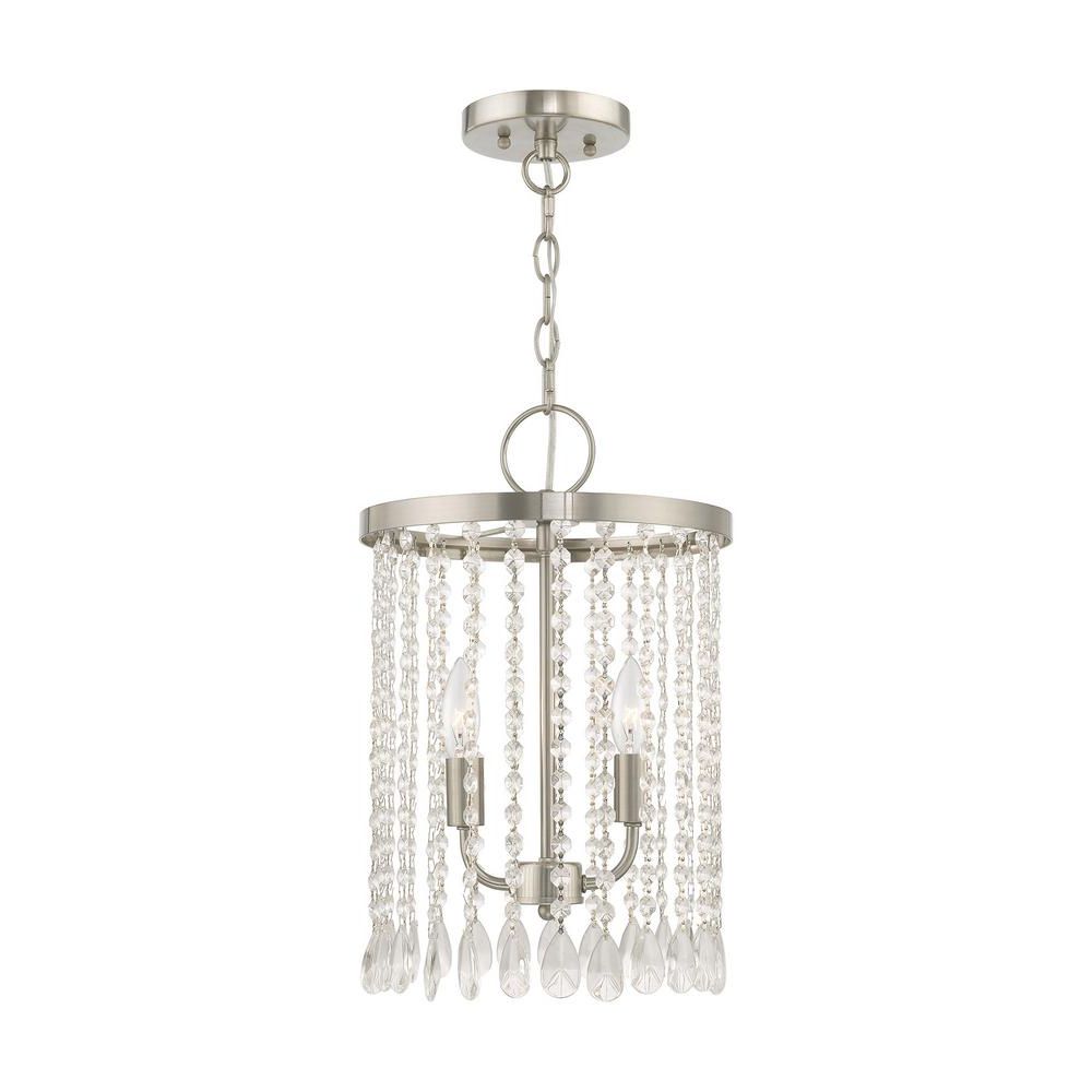 Livex Lighting Elizabeth 2 Light Brushed Nickel Mini With Regard To Most Up To Date Brushed Nickel Crystal Pendant Lights (View 5 of 20)