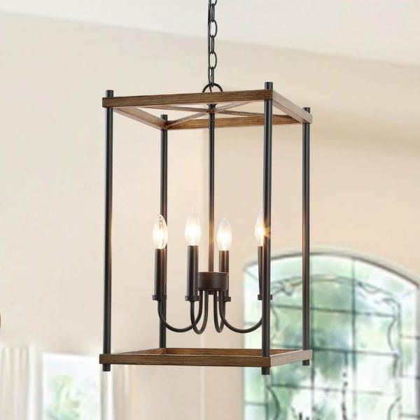 Lnc Eniso 4 Light Black Modern Farmhouse Island Chandelier Pertaining To Most Popular Black Finish Modern Chandeliers (View 8 of 20)