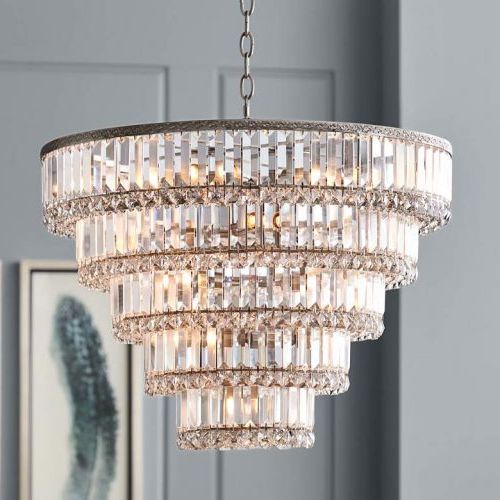 Magnificence Satin Nickel 24 1/2″ Wide Crystal Chandelier In Best And Newest Satin Nickel Crystal Chandeliers (View 9 of 20)