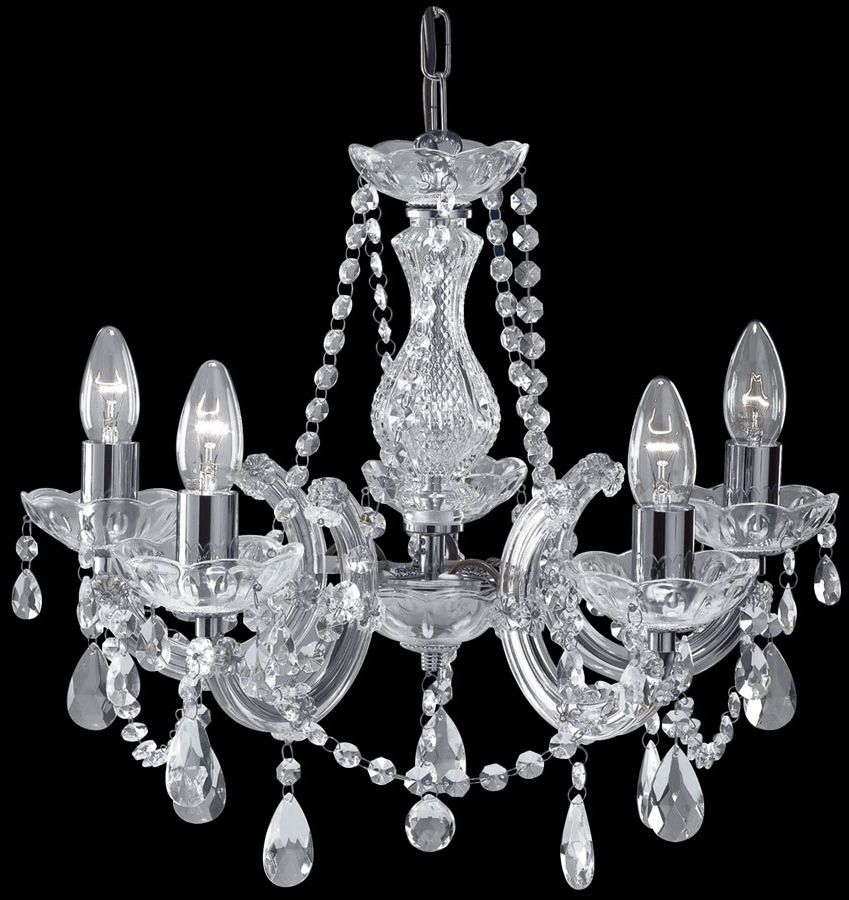 Marie Therese Chrome 5 Light Crystal Chandelier 399 5 Intended For Trendy Clear Crystal Chandeliers (View 6 of 20)