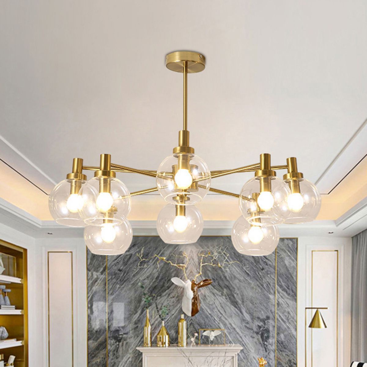 Metal Sputnik Chandelier Lamp Modern 8 Heads Gold Ceiling With Regard To Well Known Gold And Wood Sputnik Orb Chandeliers (View 9 of 21)