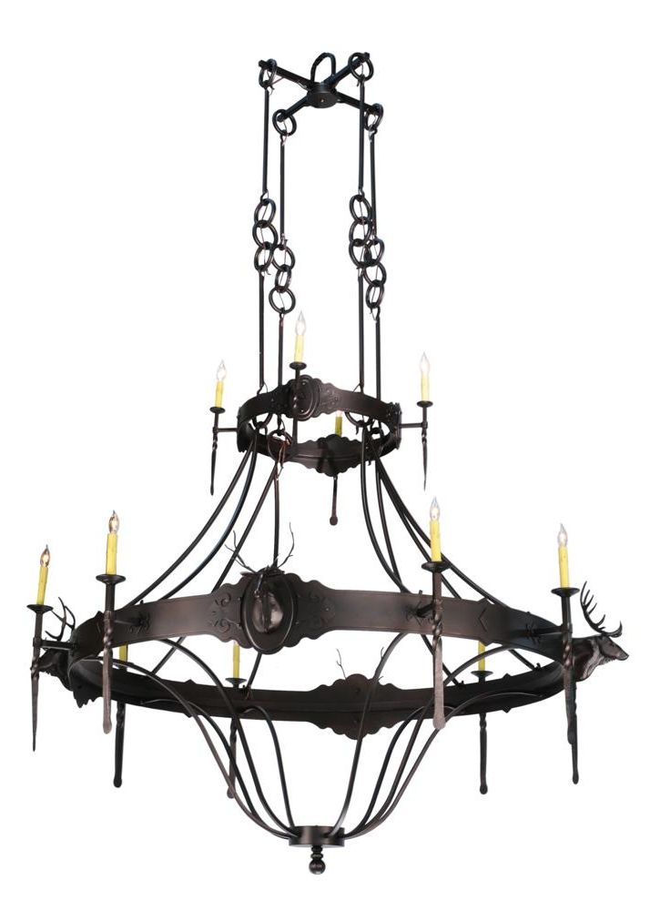Meyda 112053 – 72"w Stag 12 Lt Two Tier Chandelier Intended For 2019 Marquette Two Tier Traditional Chandeliers (View 4 of 20)