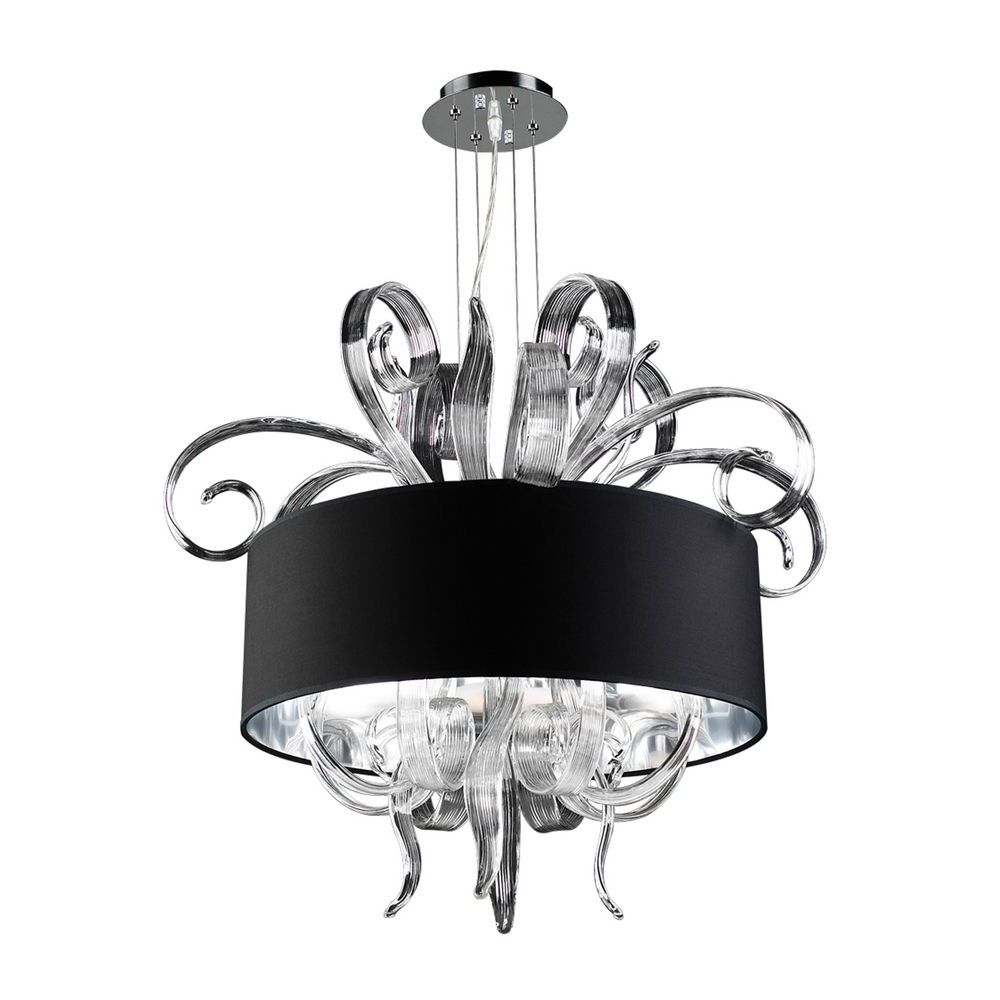 Modern Chandelier With Clear Glass In Polished Chrome With 2020 Black Finish Modern Chandeliers (View 6 of 20)