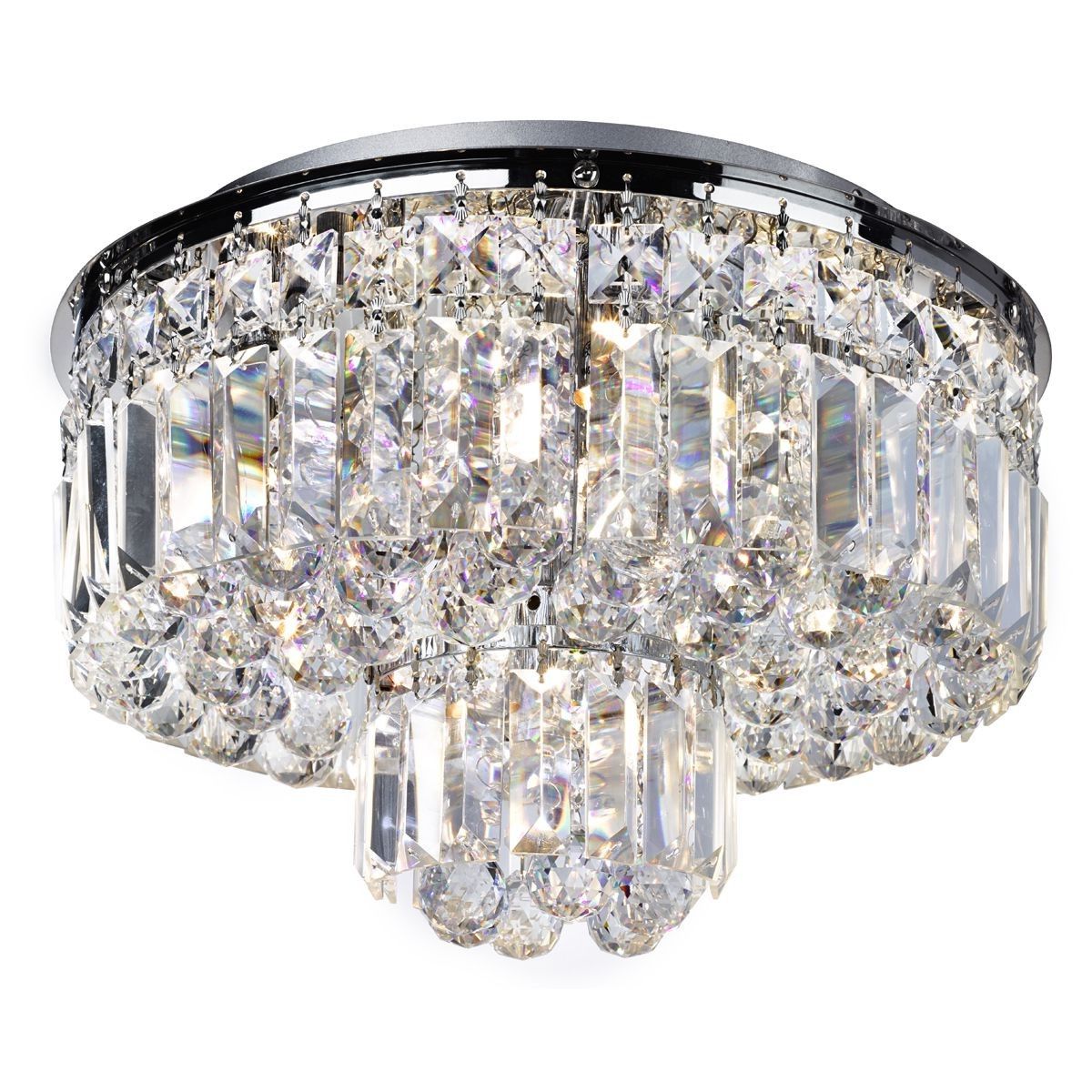 Most Current Chrome And Crystal Pendant Lights With Regard To Vesuvius Crystal Flush Ceiling Light – 5 Light, Chrome (View 4 of 20)