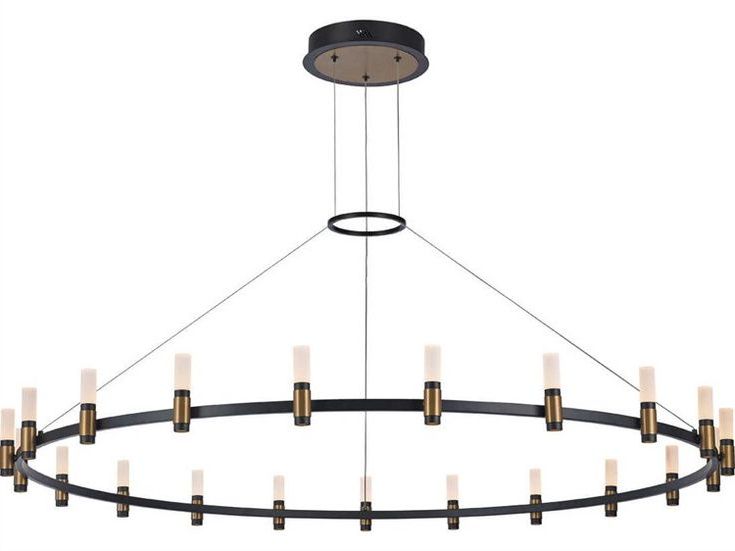 Most Current Eurofase Lighting Albany Deep Black / Brass 21 Light 59 Within Brass And Black Led Island Pendant (View 9 of 20)