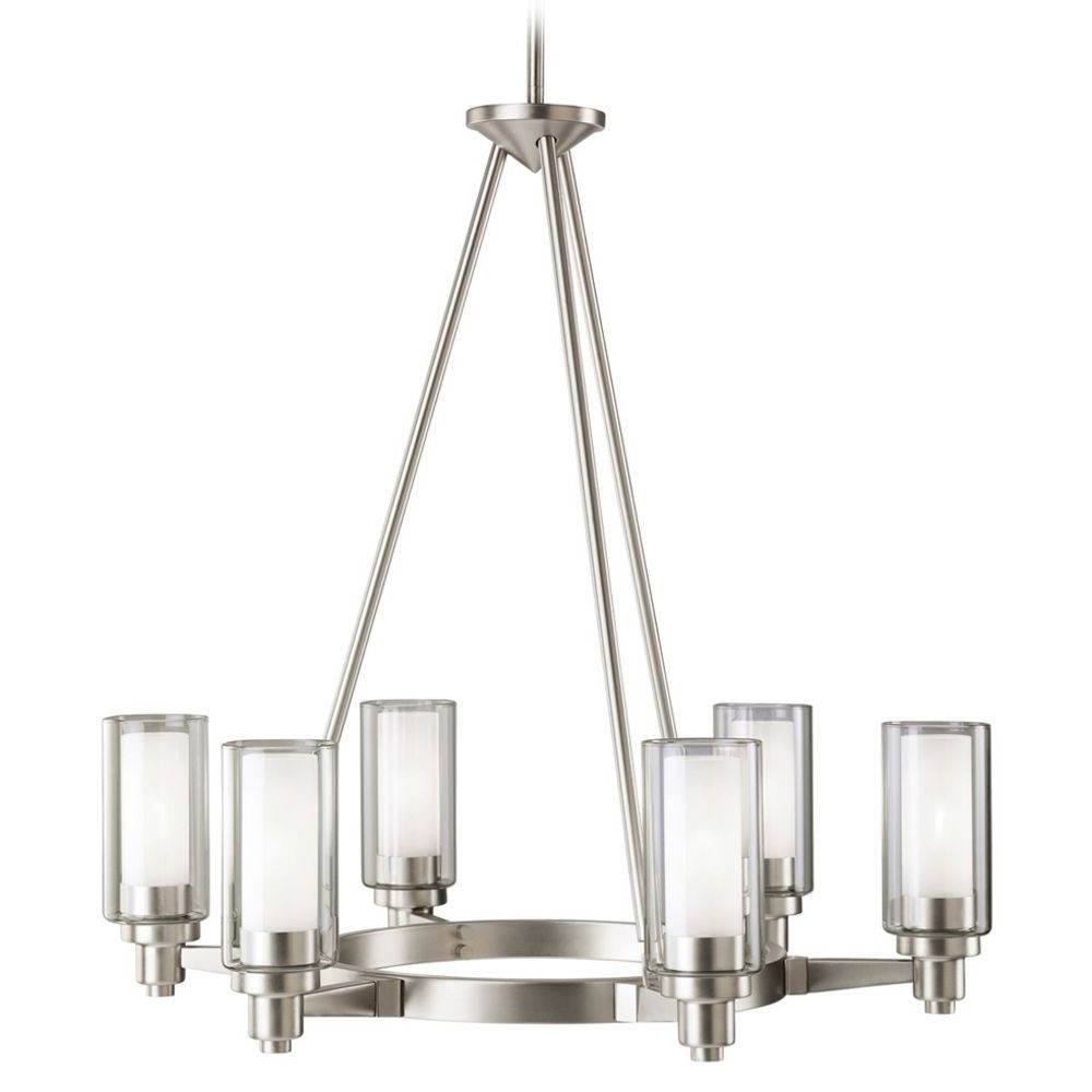 Most Current Kichler Modern Chandelier With Clear Glass In Brushed With Regard To Polished Nickel And Crystal Modern Pendant Lights (View 20 of 20)