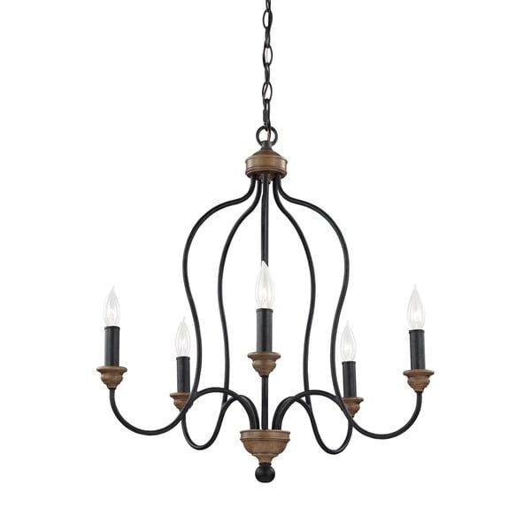 Most Current Shop Feiss 5 Light Dark Weathered Zinc / Weathered Oak Intended For Weathered Oak Wood Chandeliers (View 5 of 20)