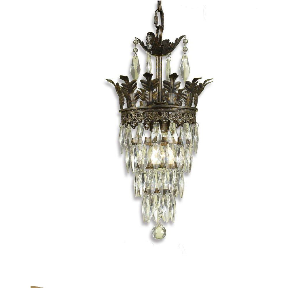 Most Current Walnut And Crystal Small Mini Chandeliers Inside Af Lighting Sovereign 1 Light Gold Mini Chandelier 7507 1h (View 8 of 20)