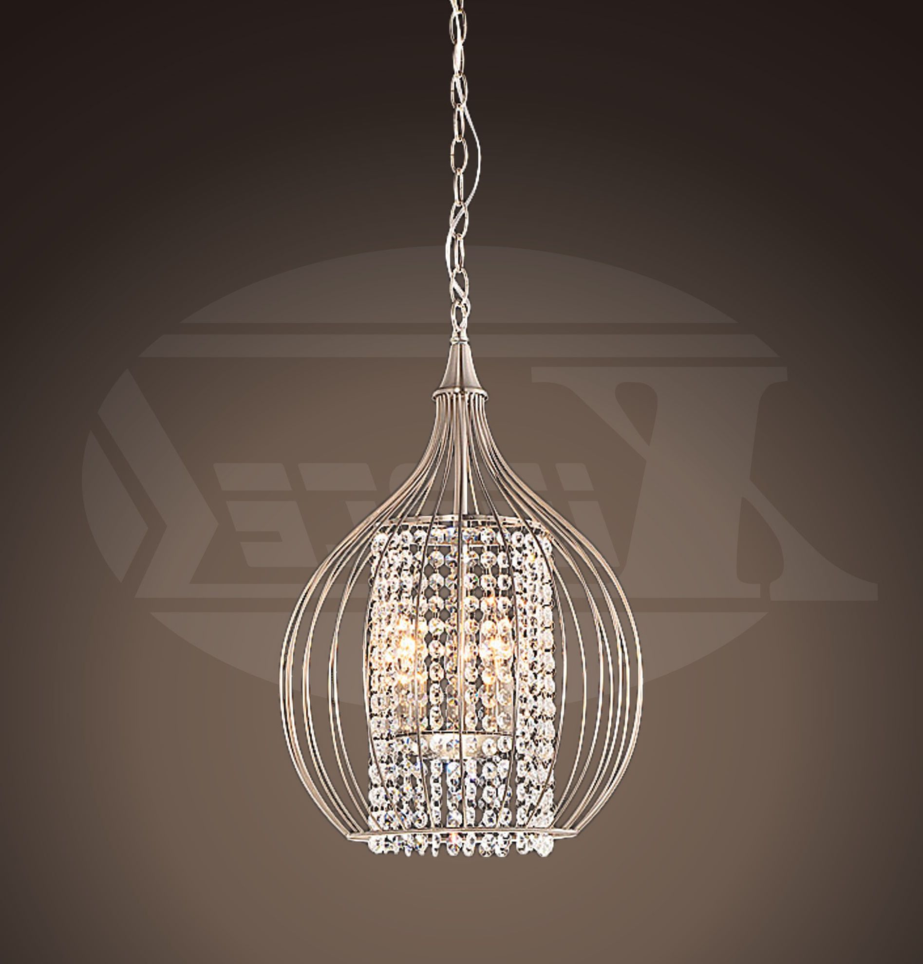 Most Popular Misaka Compact 3 Lights Satin Nickel & Crystal Pendant Within Satin Nickel Crystal Chandeliers (View 15 of 20)