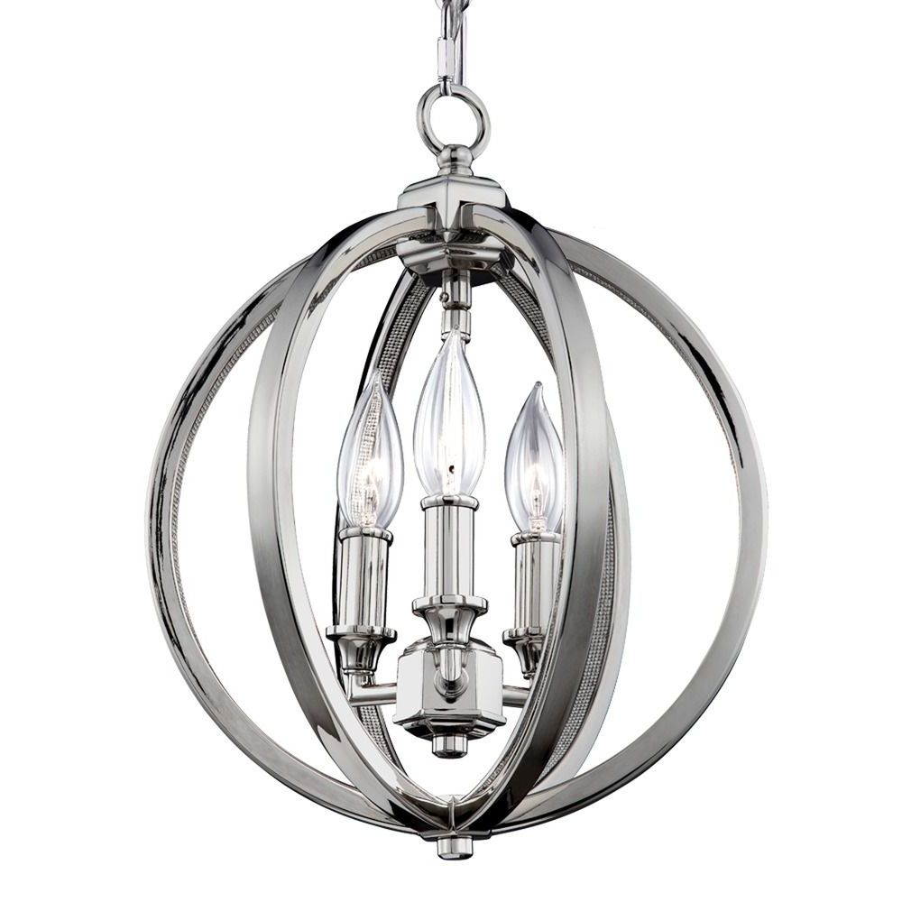 Most Popular Nickel Pendant Lights With Feiss Lighting Corinne Polished Nickel Pendant Light (View 12 of 20)