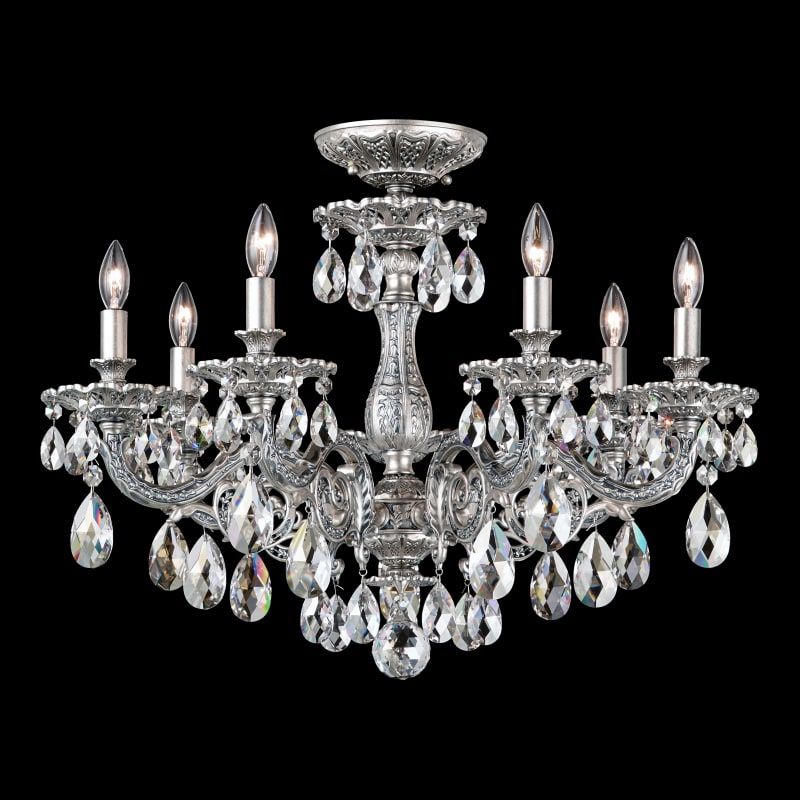Most Popular Roman Bronze And Crystal Chandeliers Within Schonbek 5657 Gs Milano 7 Light 24" Wide Semi Flush (View 15 of 20)