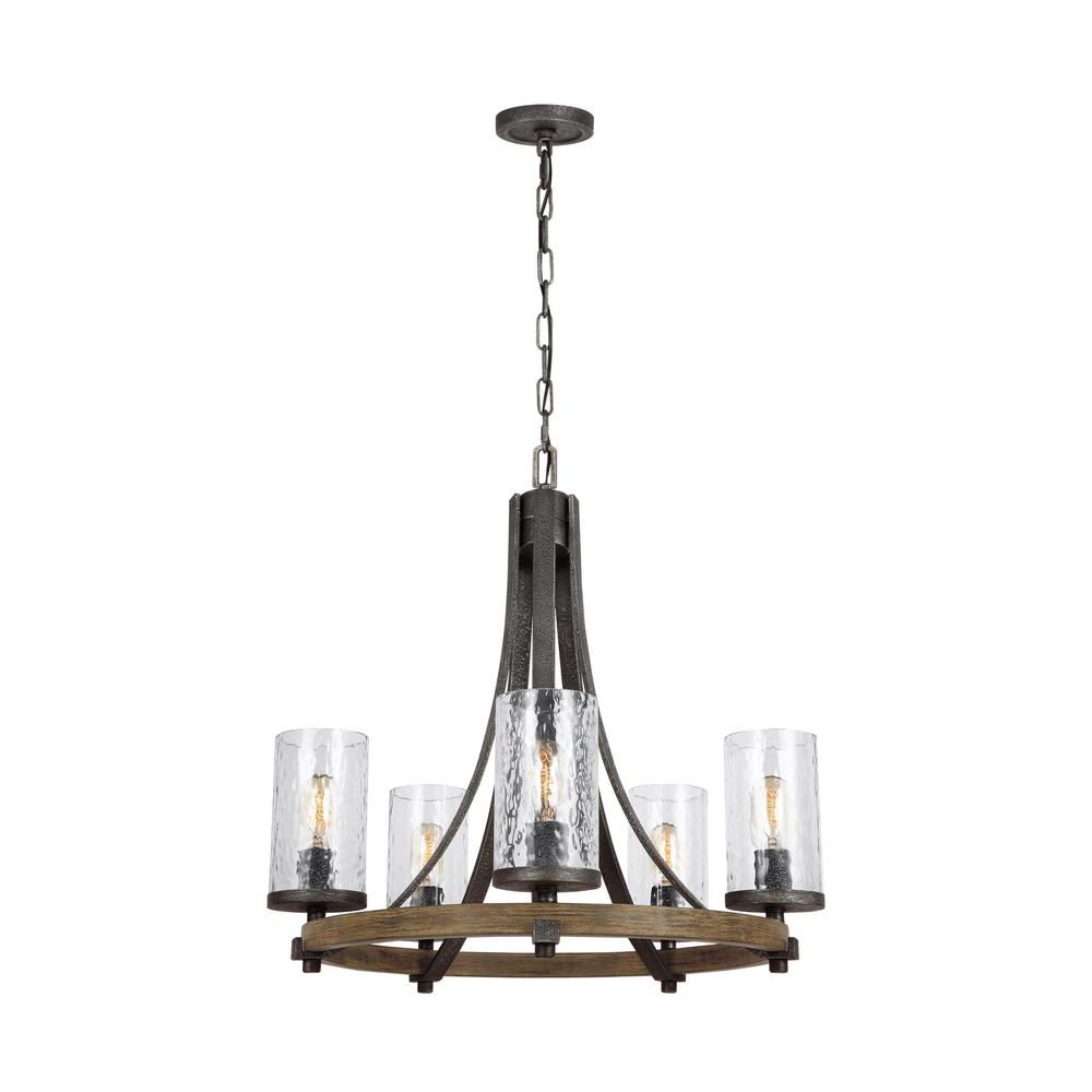 Most Popular Weathered Oak And Bronze Chandeliers Throughout Feiss Angelo 24 In. W (View 2 of 20)