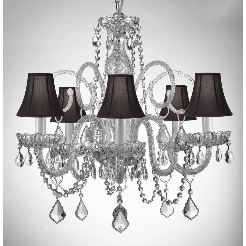 Most Recent Black Shade Chandeliers For Empress Crystal 5 Light Chandelier With Black Shades T (View 20 of 20)