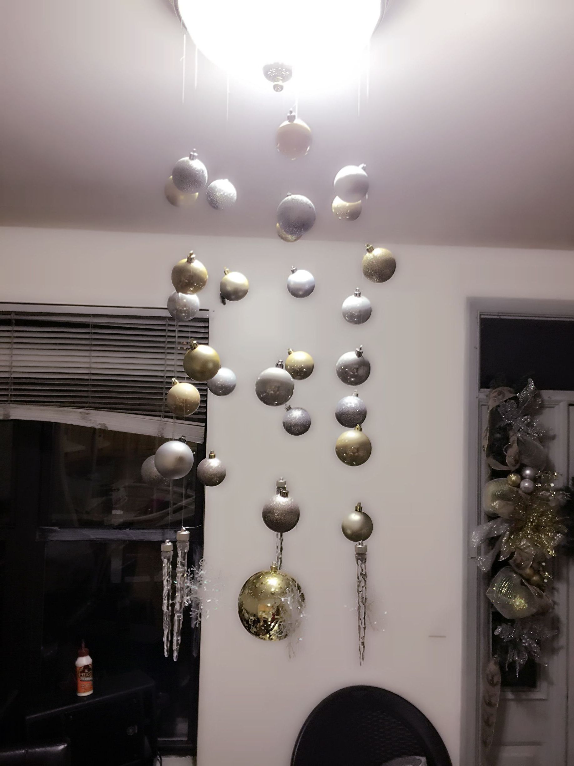 Most Recent Christmas Diy Gold & Silver Ornaments Chandelier # Inside Ornament Aged Silver Chandeliers (View 17 of 20)