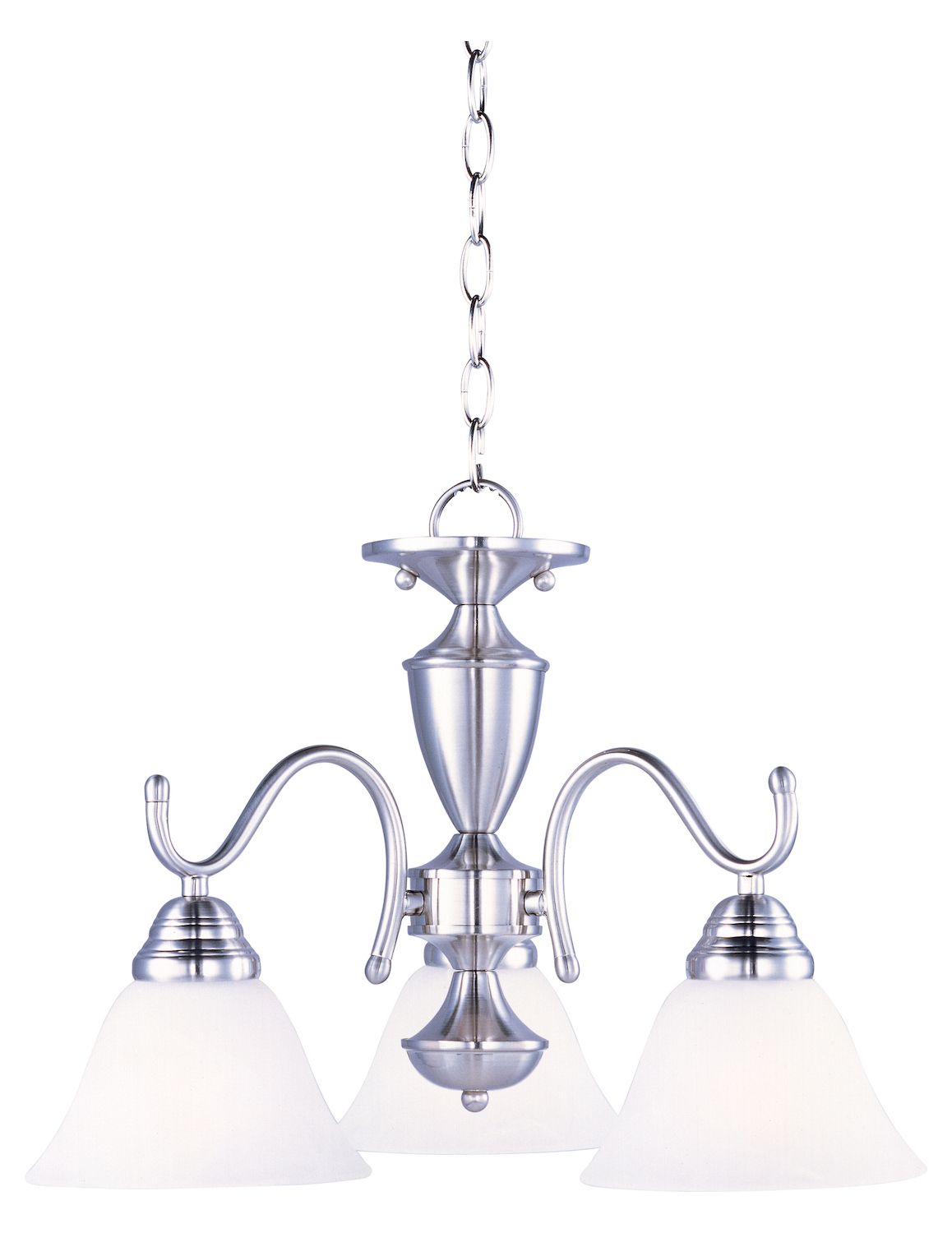 Most Recent Maxim Three Light Satin Nickel Marble Glass Down Mini Within Satin Nickel Crystal Chandeliers (View 18 of 20)