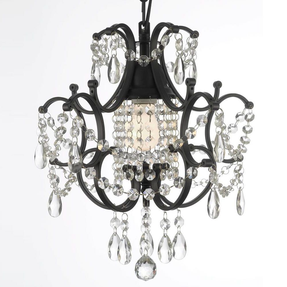 Most Recent Versailles 1 Light Black Mini Chandelier With Crystal T40 For Walnut And Crystal Small Mini Chandeliers (View 7 of 20)