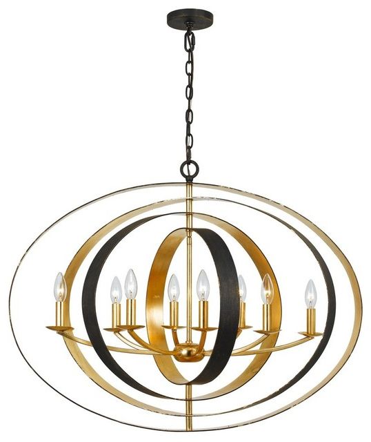Newest Bronze Oval Chandeliers Within Crystorama Luna 8 Light Bronze And Gold Oval Chandelier (View 18 of 20)