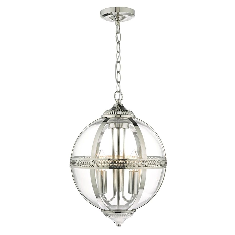 Nickel Pendant Lights Throughout Famous Dar Lighting Vanessa 3 Light Ceiling Pendant In Polished (View 18 of 20)