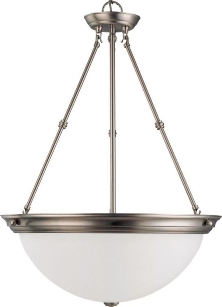 Nickel Pendant Lights With Well Known Brushed Nickel Medium Pendant Light Frosted Glass Shade  (View 11 of 20)