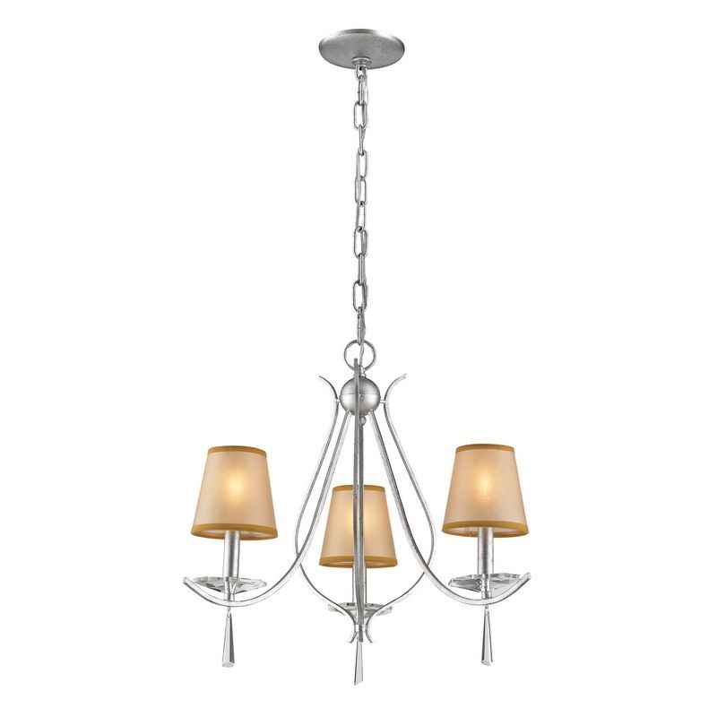 Organza Silver Pendant Lights Intended For Well Liked Clarendon 3 Light Chandelier In Silver W/ Amber Organza (View 11 of 20)