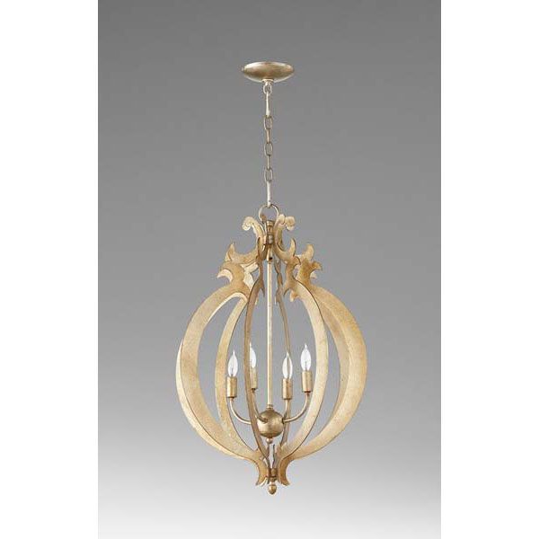 Ornament Aged Silver Chandeliers Inside Fashionable Aged Silver Leaf 4 Light Entry Pendant Chandelier Lighting (View 11 of 20)