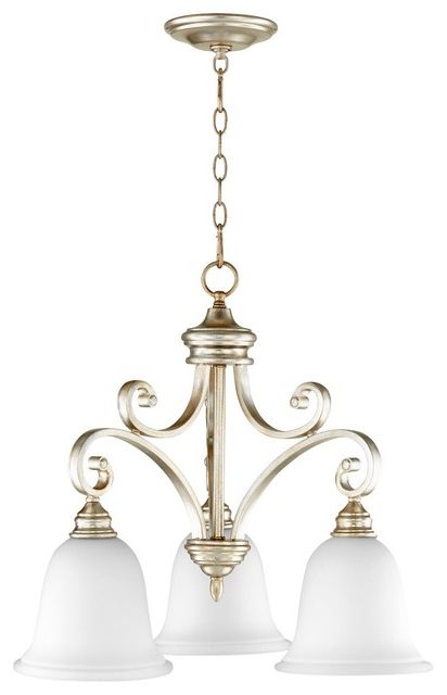 Ornament Aged Silver Chandeliers Regarding Fashionable Quorum Bryant 3 Light Nook Chandelier, Aged Silver Leaf (View 8 of 20)