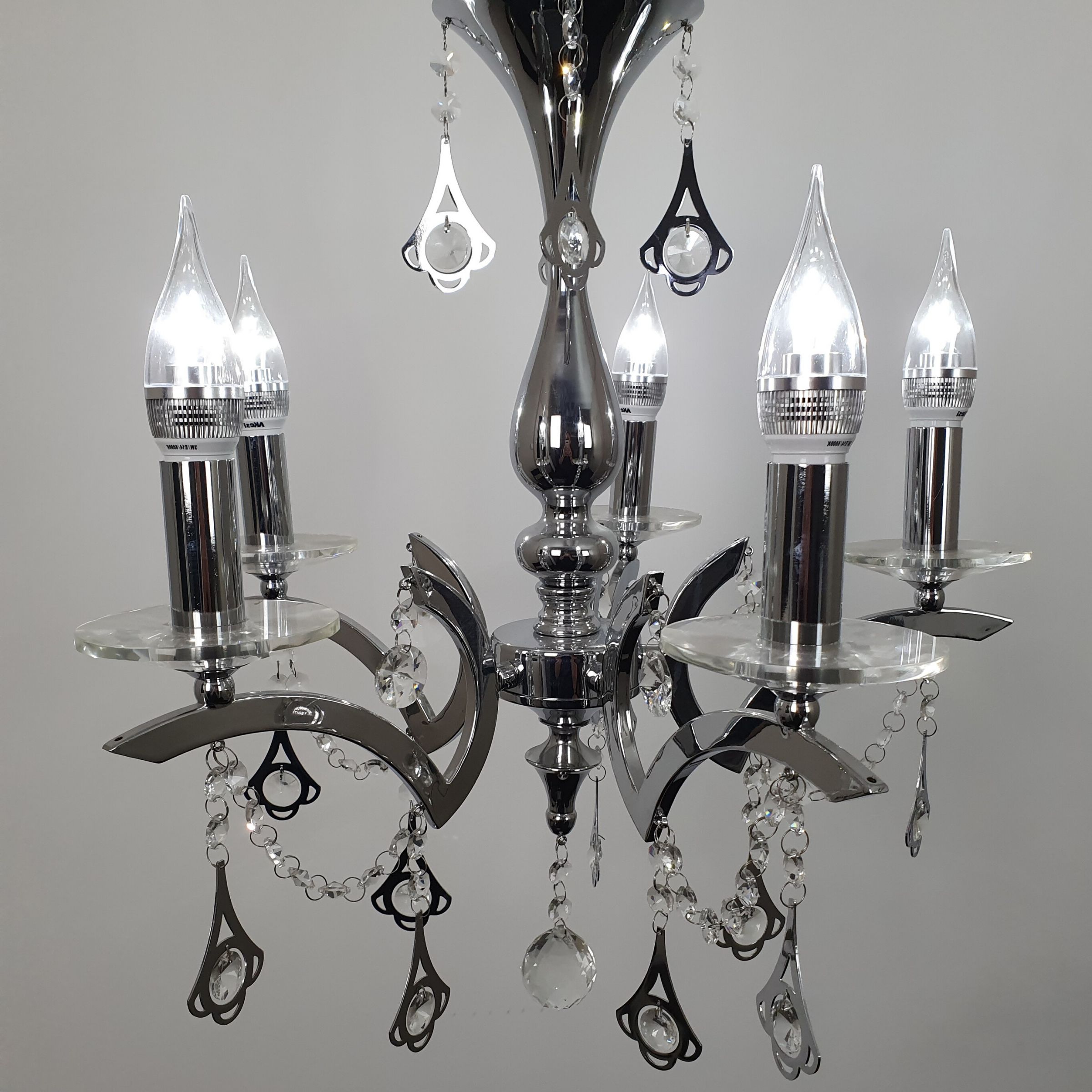 Pendant Crystal Beaded Chrome Chandelier – Rovert Lighting With Preferred Chrome And Crystal Pendant Lights (View 15 of 20)