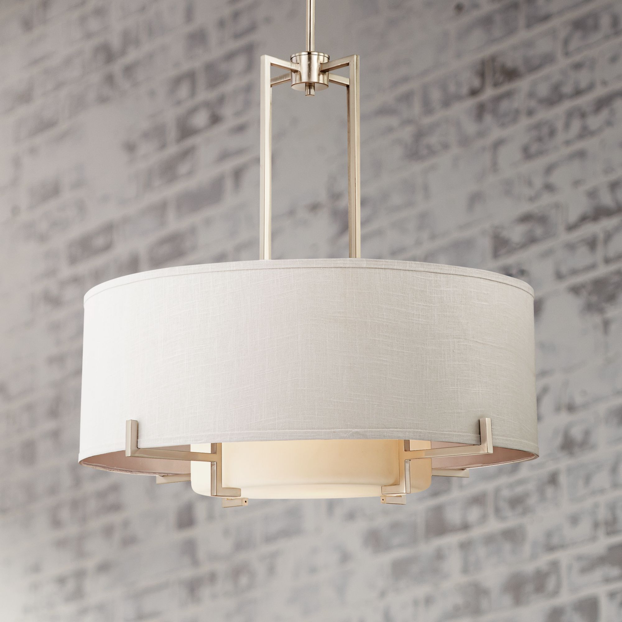 Polished Nickel And Crystal Modern Pendant Lights Throughout Newest Possini Euro Design Brushed Nickel Pendant Chandelier  (View 13 of 20)
