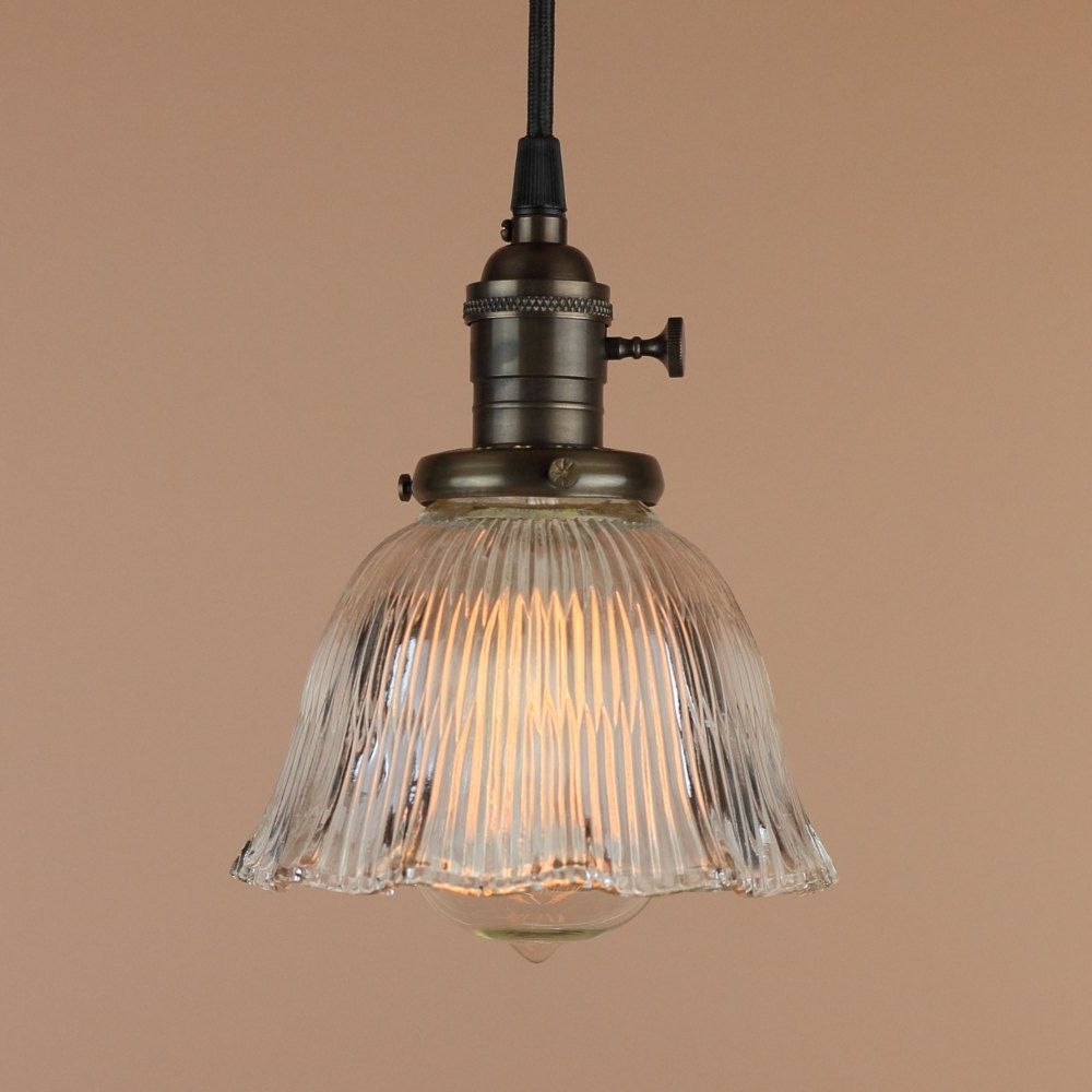 Popular Bronze With Clear Glass Pendant Lights With Regard To Pendant Lighting W/ Mini Ruffled Glass Shade Antique (View 4 of 20)