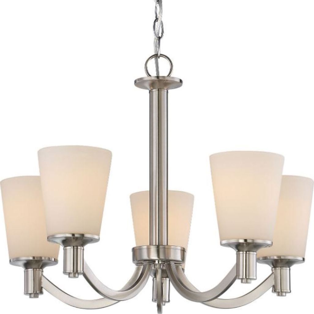 Popular Laguna Brushed Nickel Chandelier White Glass Shades 23"wx17"h Within Brushed Nickel Modern Chandeliers (View 2 of 20)