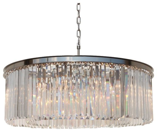 Popular Lightupmyhome D'angelo 12 Light Round Glass Crystal Inside Brushed Nickel Crystal Pendant Lights (View 2 of 20)