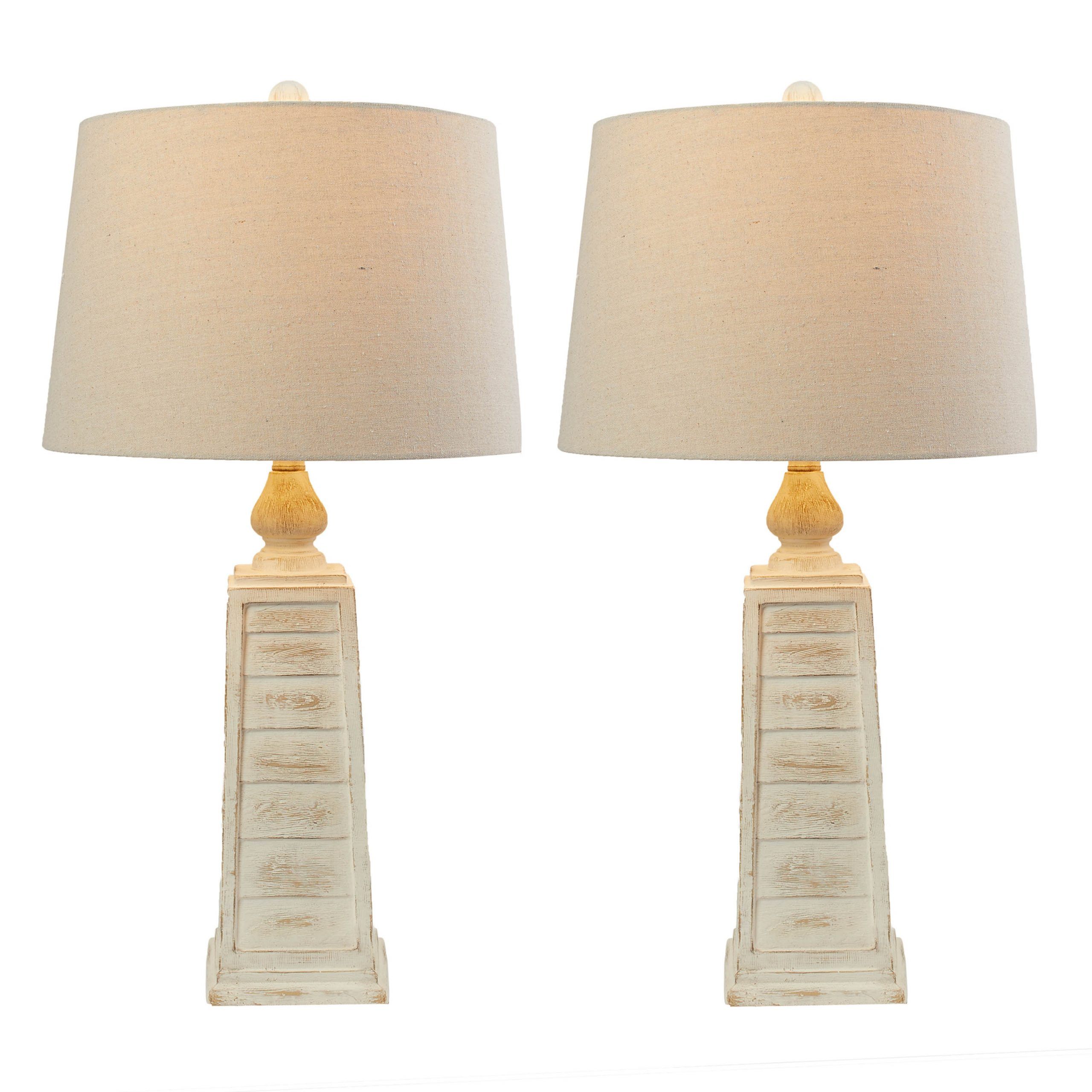 Popular Oatmeal Linen Shade Chandeliers Within Weathered White Resin Table Lamp Oatmeal Linen Hardback (View 2 of 20)