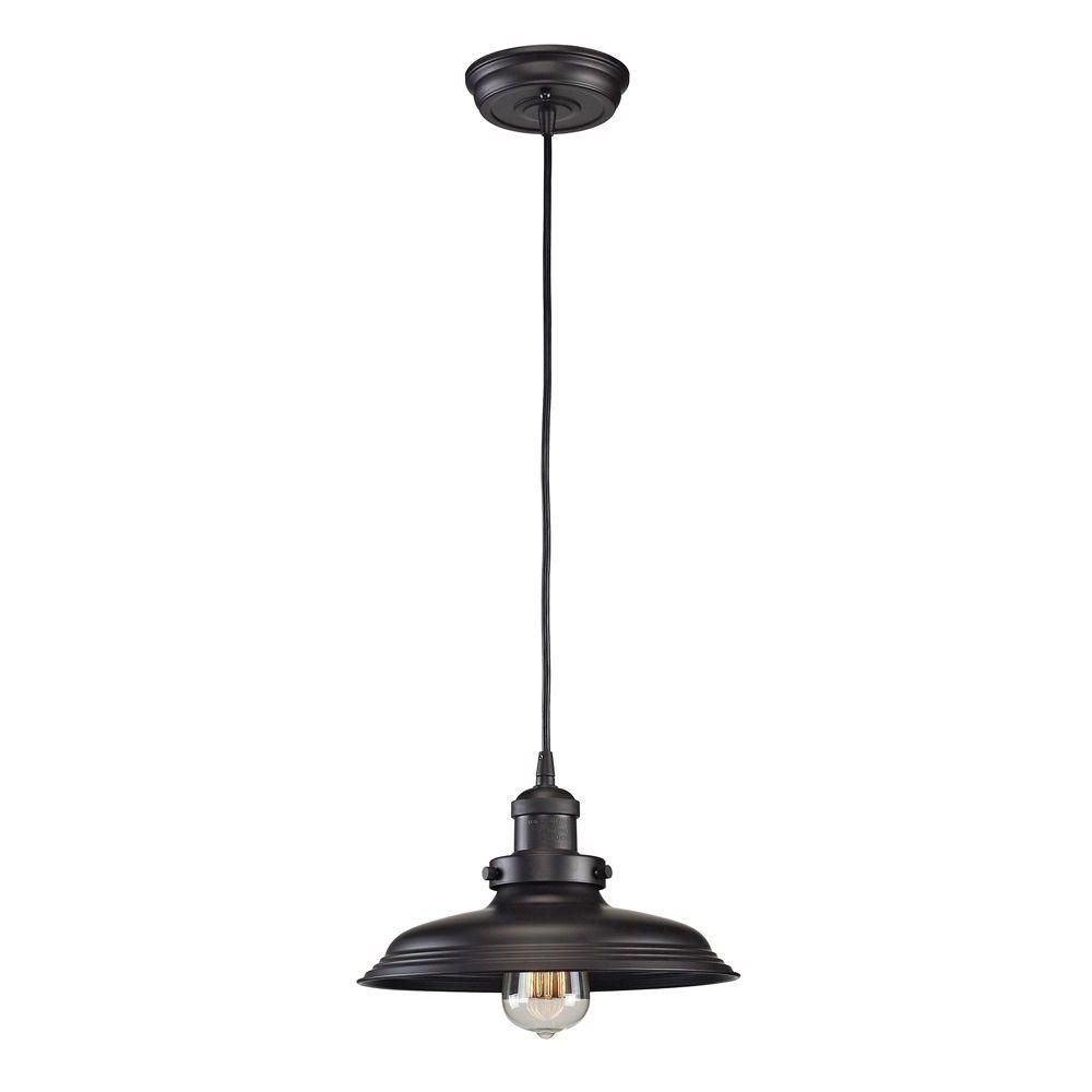 Popular Titan Lighting Port Lincoln Collection 1 Light Oil Rubbed Pertaining To Textured Glass And Oil Rubbed Bronze Metal Pendant Lights (View 5 of 20)