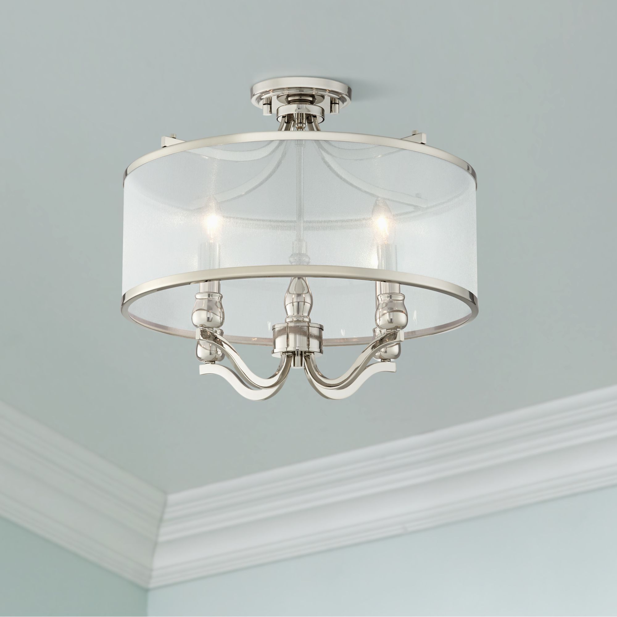 Possini Euro Design Ceiling Light Semi Flush Mount Fixture With Most Recently Released Organza Silver Pendant Lights (View 18 of 20)