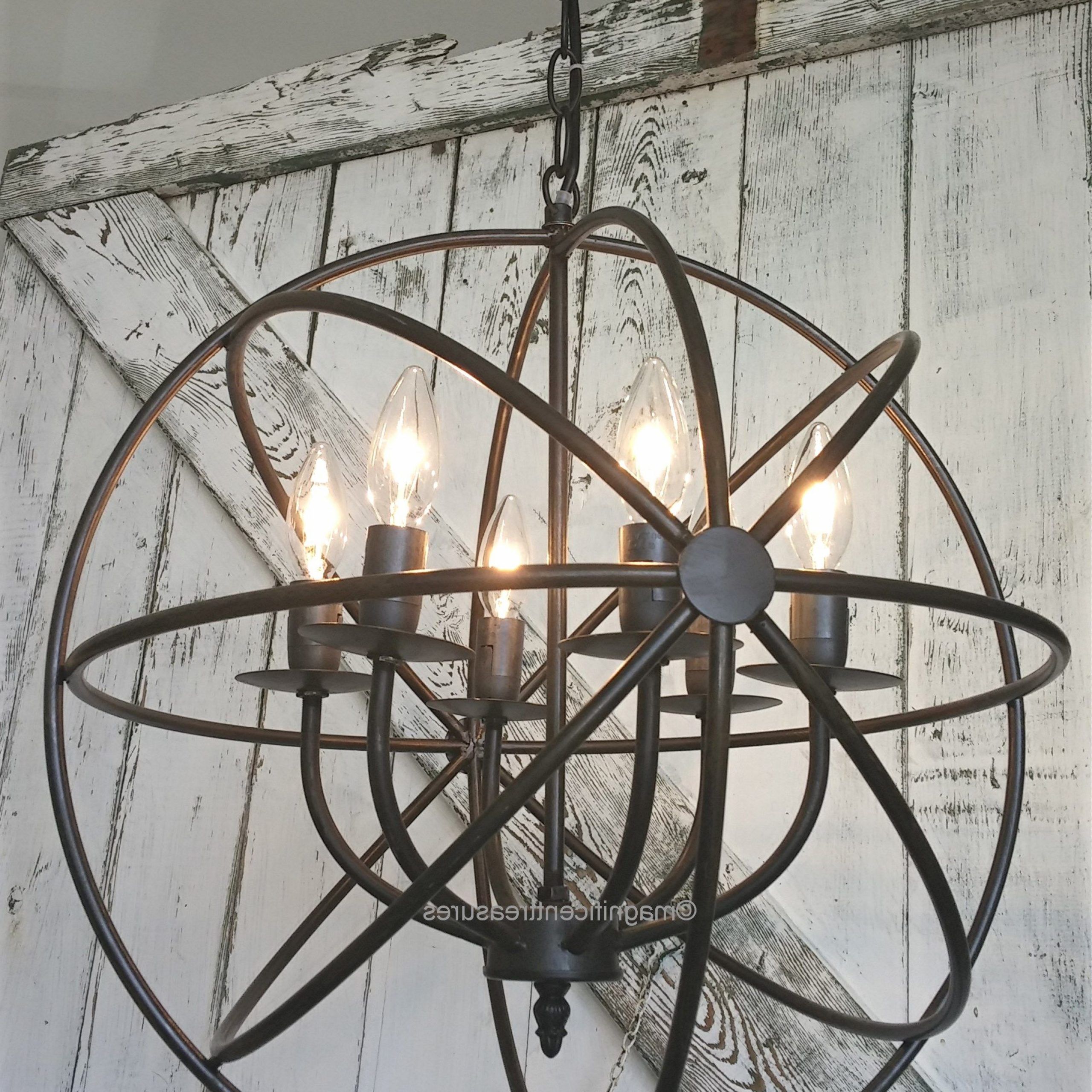 Preferred Bronze Sphere Foyer Pendant With Industrial, Rustic Metal Round Armillary Sphere Chandelier (View 16 of 20)
