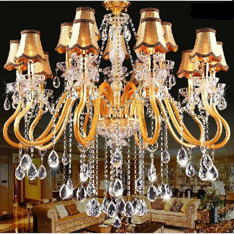 Preferred Soft Gold Crystal Chandeliers For France Restaurant Gold Crystal Chandelier With Lampshade (View 11 of 20)