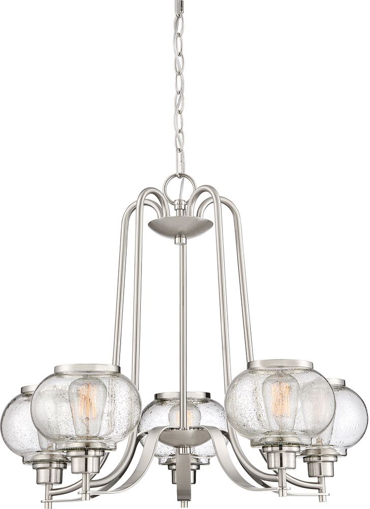 Quoizel Trg5005bn Trilogy Modern Brushed Nickel Chandelier Within Widely Used Polished Nickel And Crystal Modern Pendant Lights (View 6 of 20)