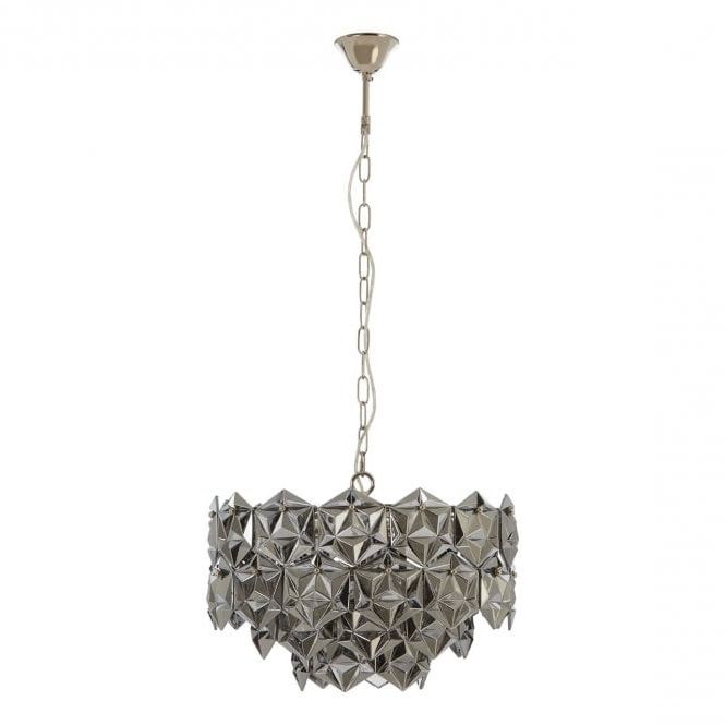 Recent Stone Gray And Nickel Chandeliers Within Premier Lighting Rydello Smoked Grey Glass Chandelier (View 15 of 20)