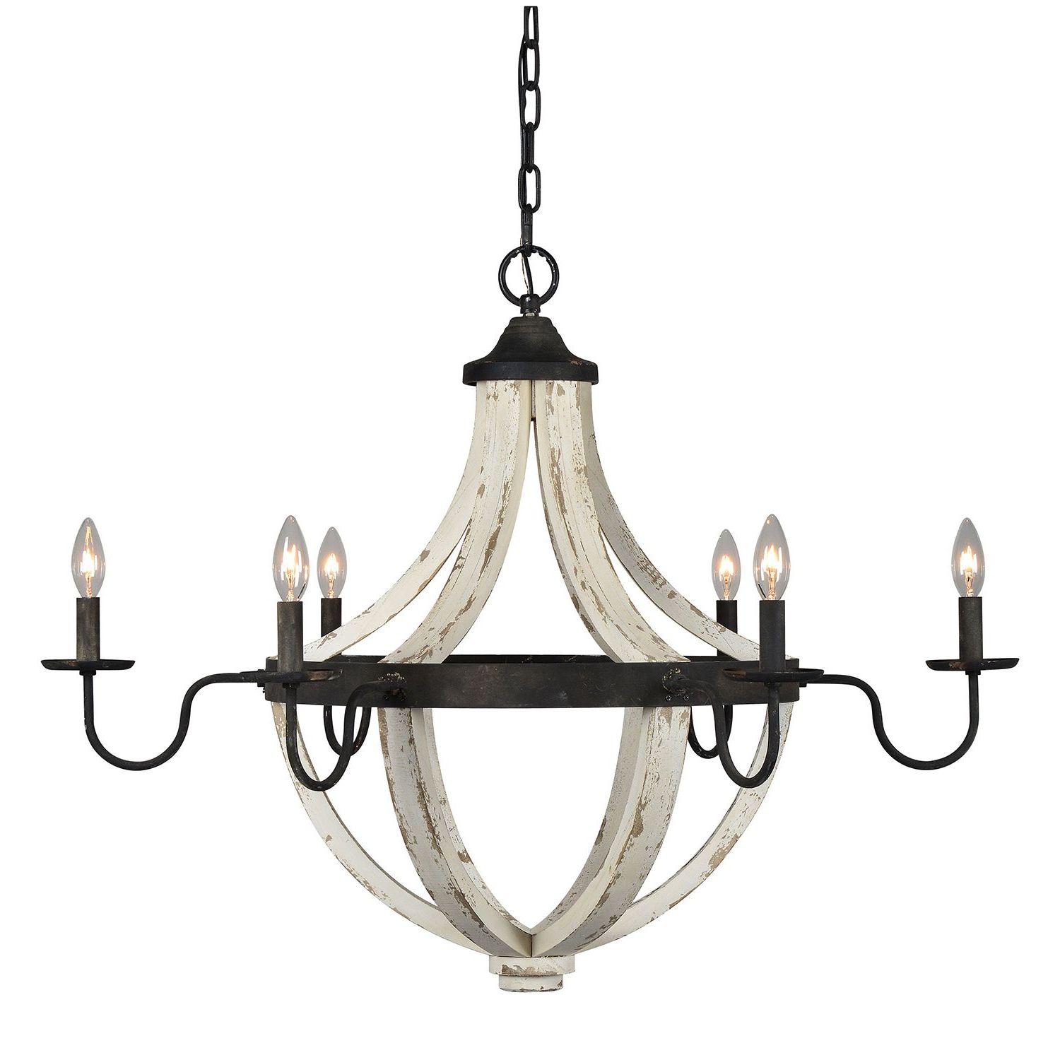 Rustic Black Chandeliers For Most Popular Forty West Rice Rustic Black And Cottage White Chandelier (View 6 of 20)