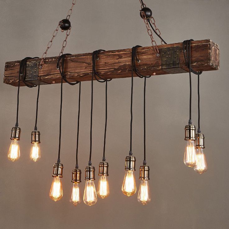 Rustic Style Dark Wood Beam Large Linear Island Pendant Inside Widely Used Black Wood Grain Kitchen Island Light Pendant Lights (View 9 of 20)
