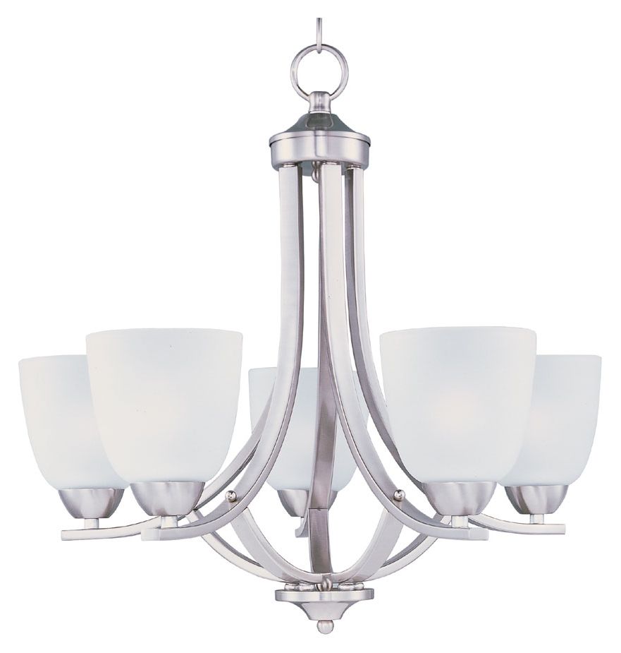 Satin Nickel Crystal Chandeliers For Most Up To Date Maxim 11225ftsn Axis Medium Transitional 5 Lamp Satin (View 11 of 20)