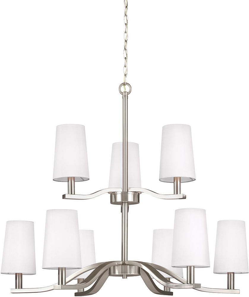 Seagull 3128009 962 Nance Contemporary Brushed Nickel Led Within Well Liked Brushed Nickel Modern Chandeliers (View 9 of 20)