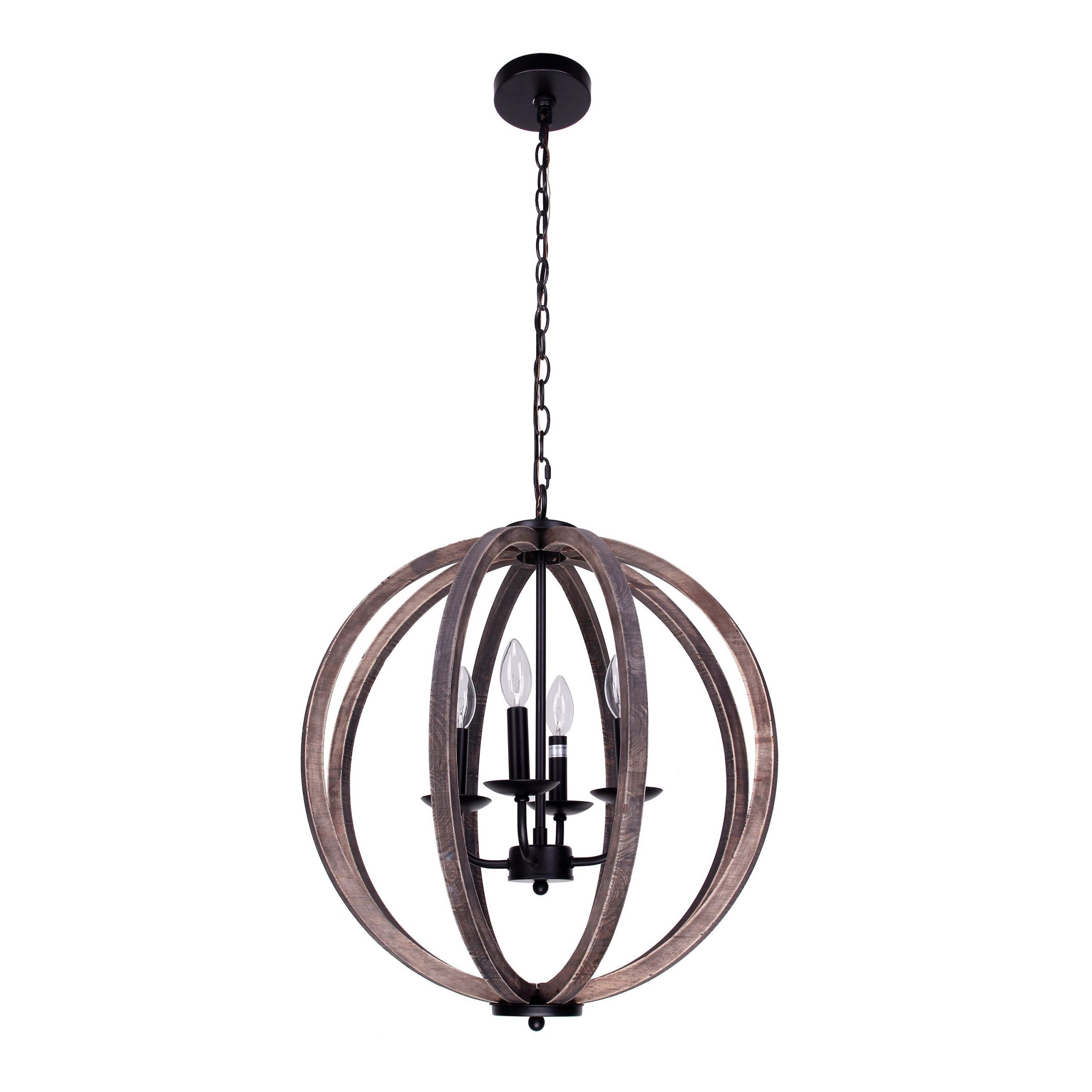 Shop 21 Inch Distressed Weathered Oak Wood 4 Light Orb Throughout Favorite Weathered Oak Wood Chandeliers (View 17 of 20)