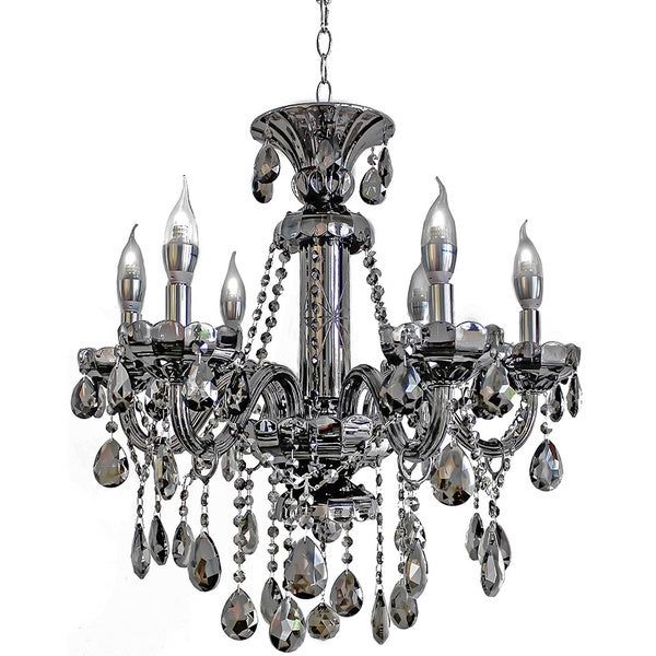 Shop 6 Light Mirrored Silver Crystal Candelabra Chandelier Inside Newest Soft Silver Crystal Chandeliers (View 17 of 20)