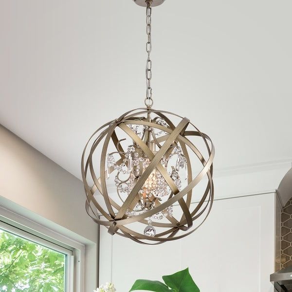 Shop Kenny Aged Silver 1 Light Crystal Orb Cage Chandelier Within Well Known Ornament Aged Silver Chandeliers (View 2 of 20)