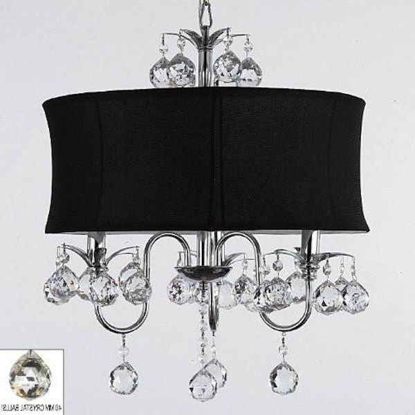 Shop Modern Contemporary Black Drum Shade & Crystal For Latest Black Shade Chandeliers (View 14 of 20)