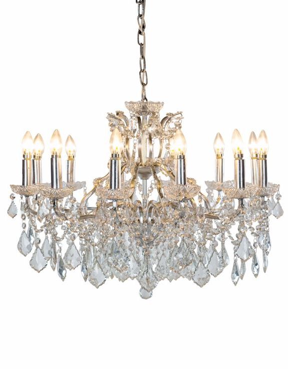 Silver Leaf Chandeliers Pertaining To Well Liked 12 Branch Shallow Antique Silver Leaf Chandelier (View 12 of 20)