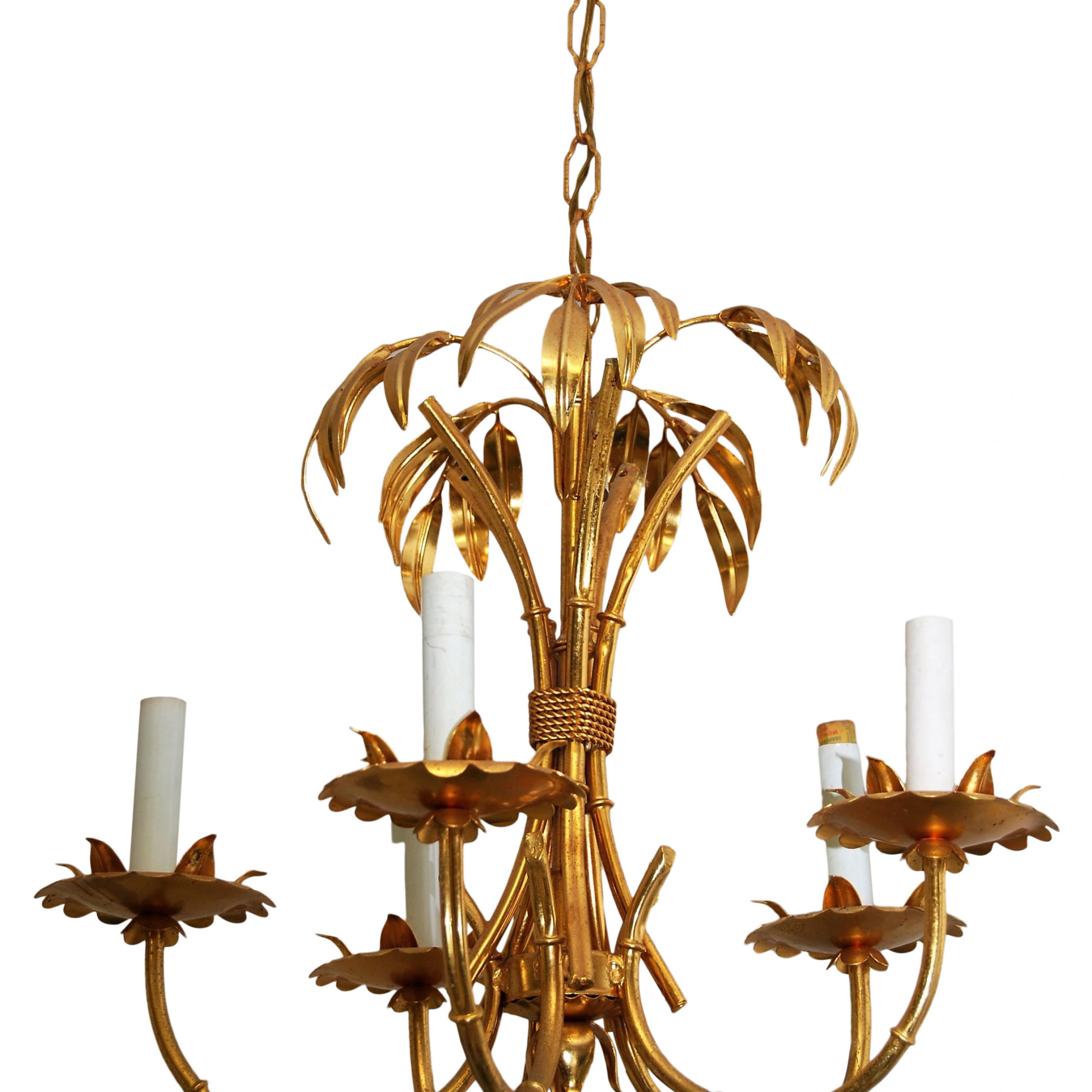 Silver Leaf Chandeliers Throughout Well Known Gold Leaf Vintage Palm Chandelier (View 2 of 20)